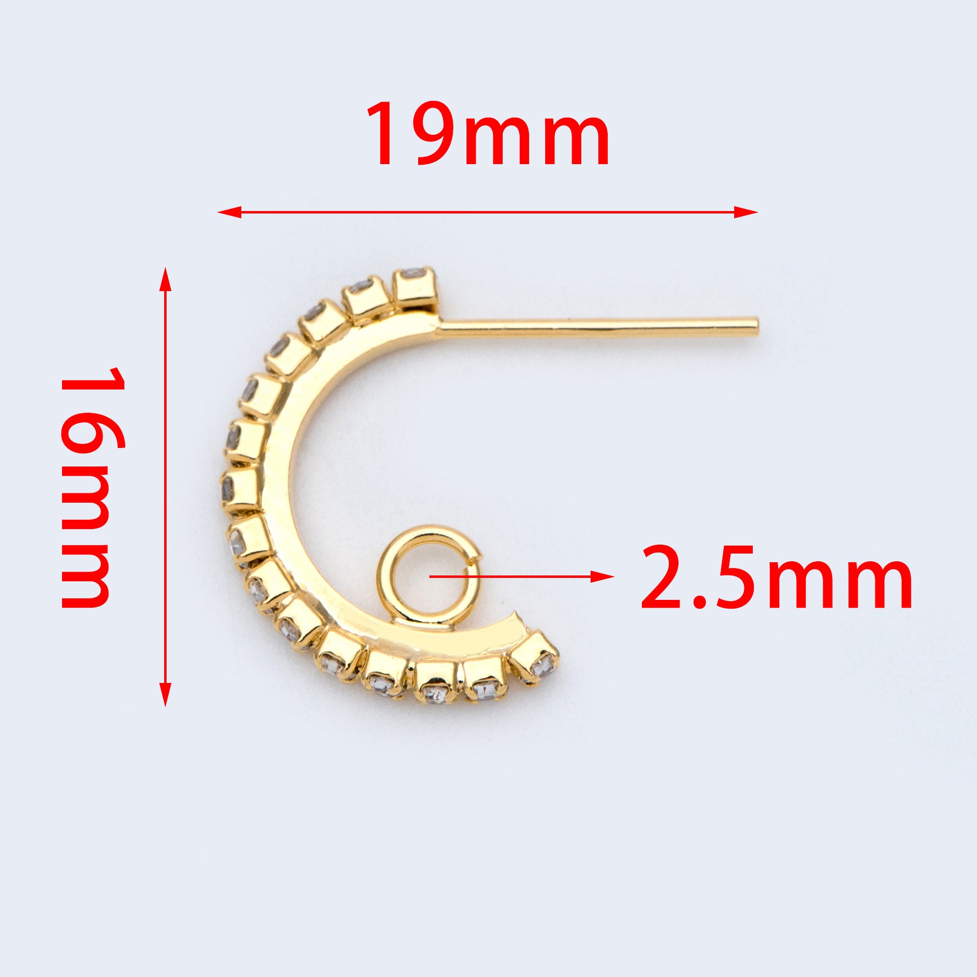 10pcs CZ Pave Gold Earring Studs 18K Gold Plated Brass Ear Etsy