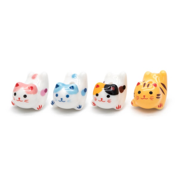 10 perles- Perles de chat chanceux en porcelaine 20mm, Maneki Neko en céramique faite à la main, perles d'animaux Kawaii (TC-171)