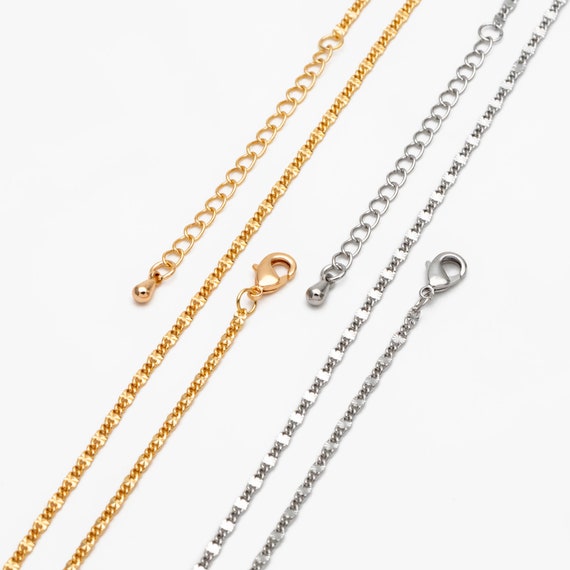 ゴールド/シルバートーンのフラットカーブチェーン、調節可能な