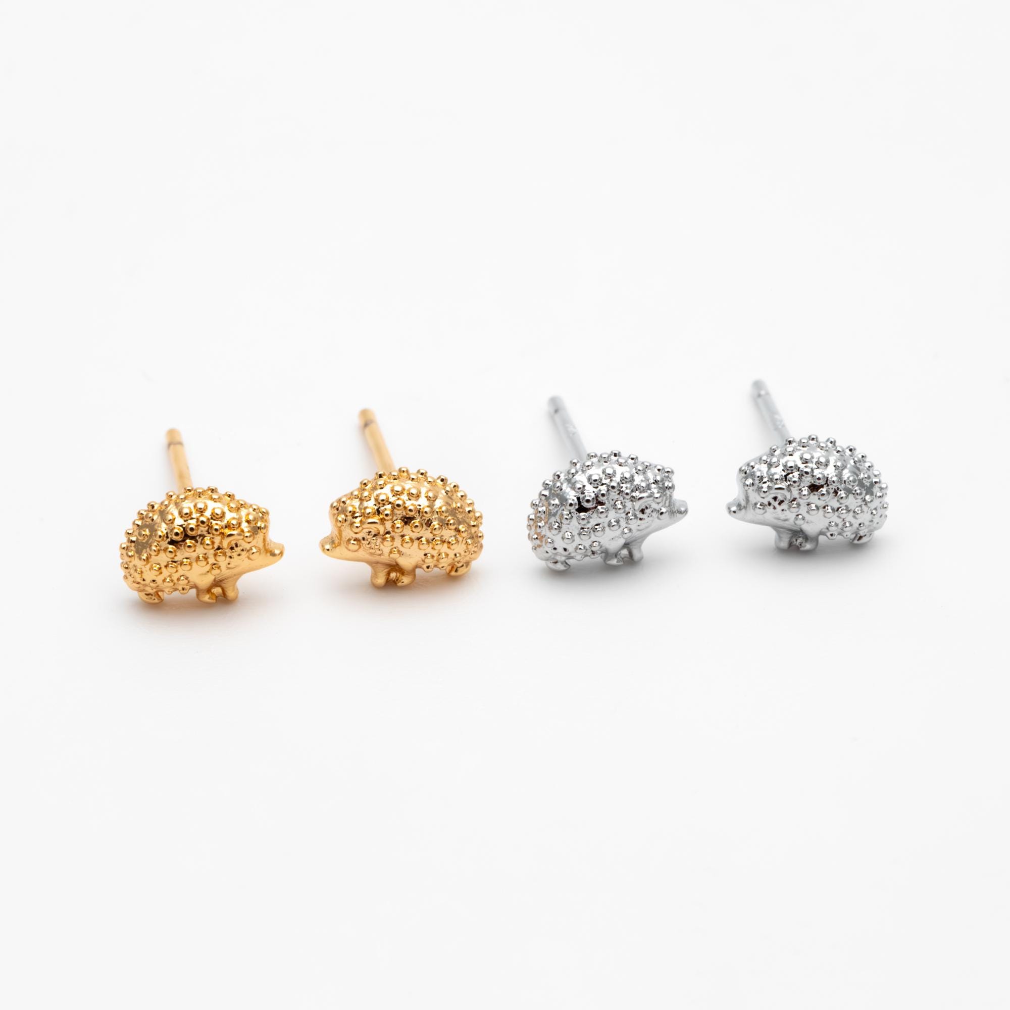 thumbnail interactive-video image 1 of Hedgehog Stud Earrings – 316L Surgical Steel, Nickel-Free, Gift Boxed, Silver 1 of 5