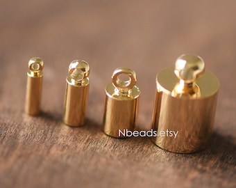 20pcs Gold plated Brass Barrel Cord End Caps, 1.5/ 2/ 3/ 4.5/ 6/ 8mm Multi Size, Glue on End Caps for Leather Tassel Chain (GB-095)