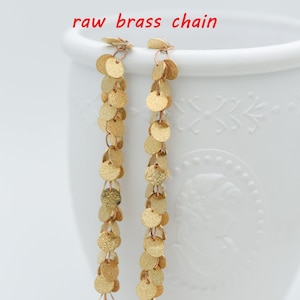 可以改单 Raw Brass Disc Chain, Unplated Chain with Round  Disks 6mm (#LK-212-RB)/ 1 Meter=3.3ft