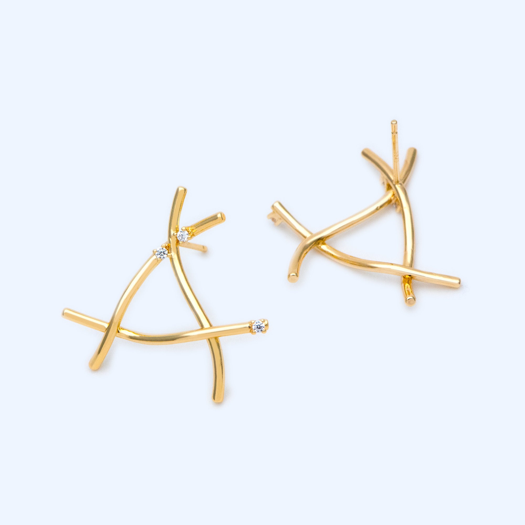 Orecchini Nickel Free Orecchini A Perno Micro Pavé Con Zirconi Cubici Ghiacciati - Placcati Oro 14K, Per Uomo E Donna, Per Ogni Occasione Orecchini Sagapo - 4