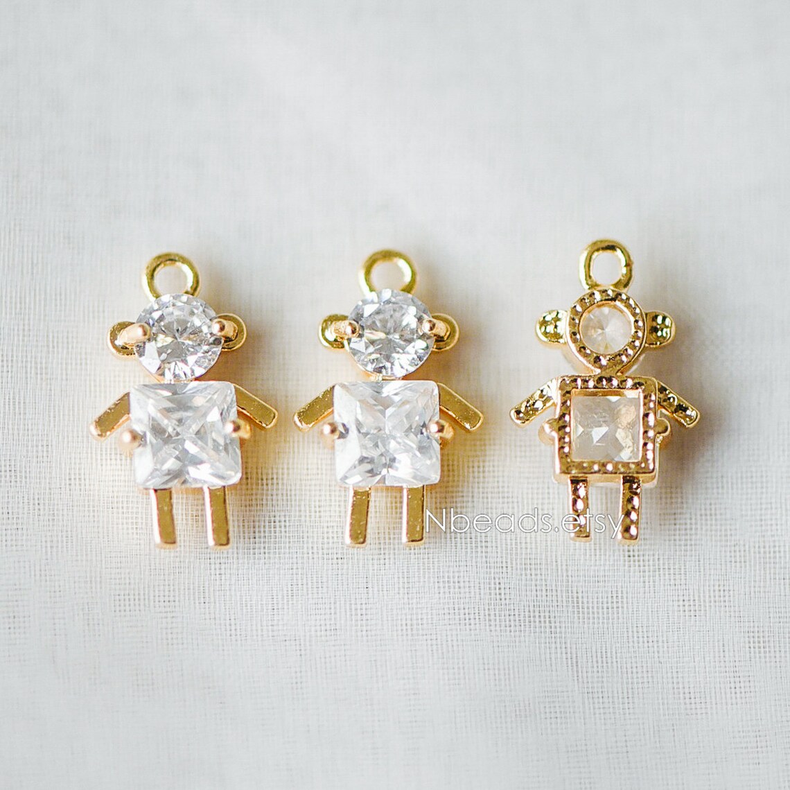 10pcs Gold Boy and Girl Charms 18mm Gold plated Brass Cubic Etsy