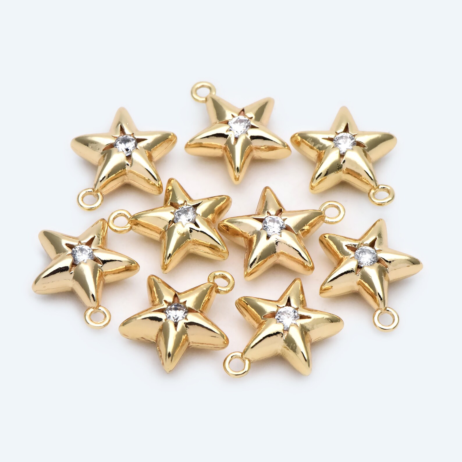4pcs CZ Paved Gold Star Charm Pendant Jewelry Making Diy Etsy