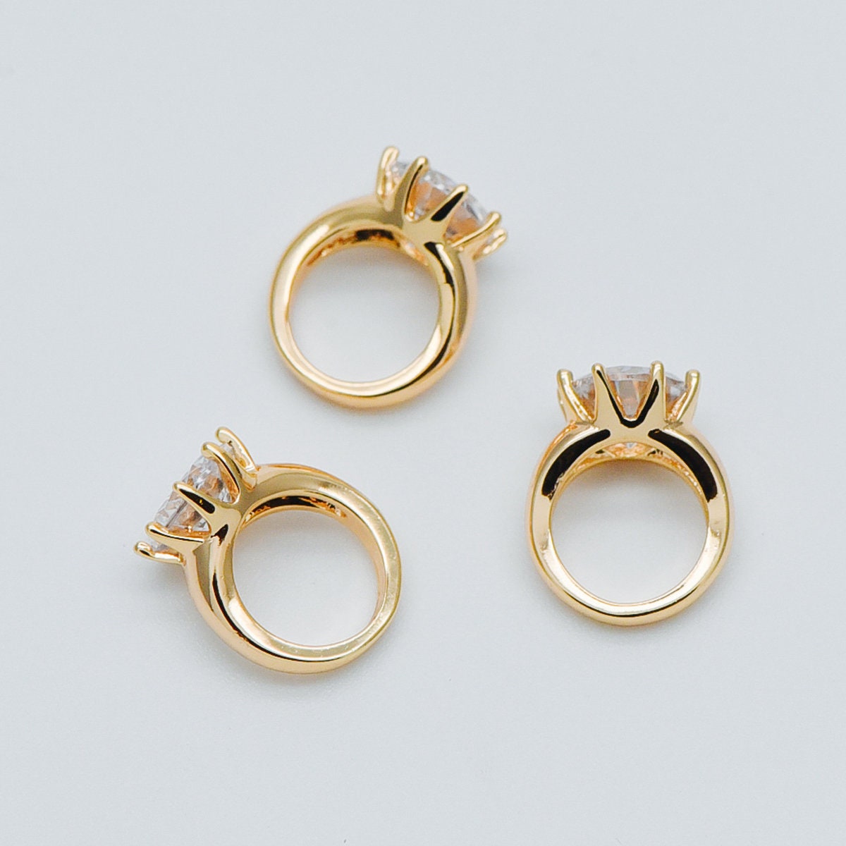 4pcs Gold CZ Ring Charms 10x12mm Cubic Zirconia Diamond Ring | Etsy