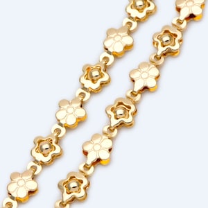 Gold Beaded Flower Chain 5.8mm, 18K Gold plated Brass, Quality Chain for DIY Jewelry (#LK-416)/ 1 Meter=3.3 ft