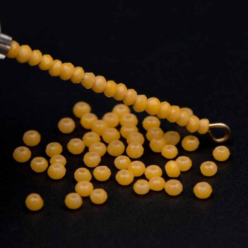 BZ02-32 Crystal Faceted Rondelle Beads 2mm Tiny Size Glass Spacer Beads 200 beads Yellow