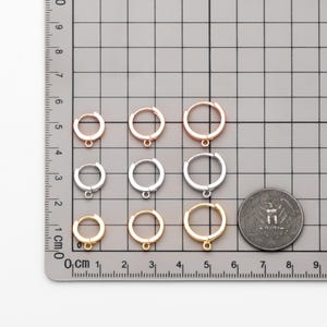 10pcs Round Hoop Earrings 12/ 14 /16mm, Gold/ Silver/ Rose Gold, Huggie Earring Findings, Leverback Earwire Hooks Wholesale (GB-989) image 2