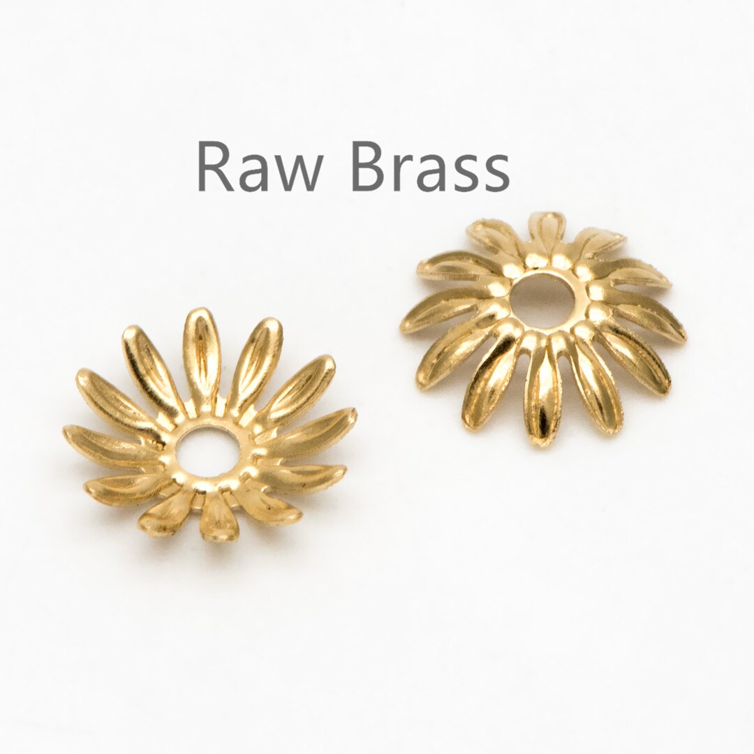 50pcs Raw Brass Floral Bead Caps 10mm, Brass Findings Wholesale RB205