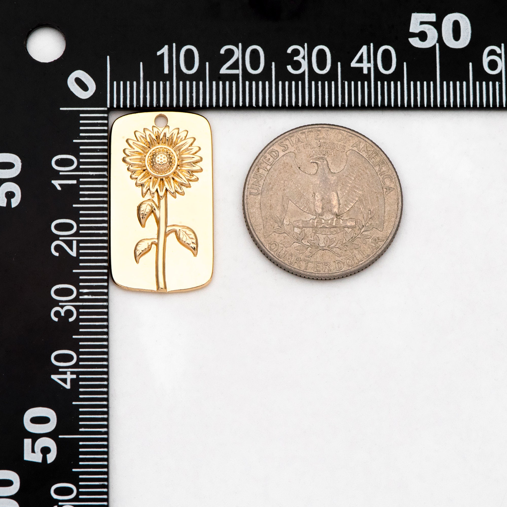 4pcs Gold Sunflower Charm 18K Gold Plated Brass Rectangle Etsy