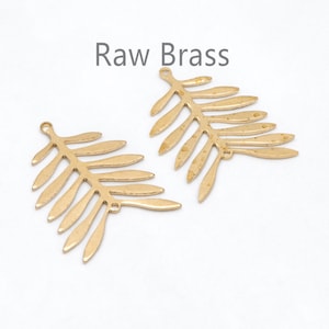 10pcs Raw Brass Leaf Charm Connectors 30x24mm, Brass Findings Wholesale  (RB-247)