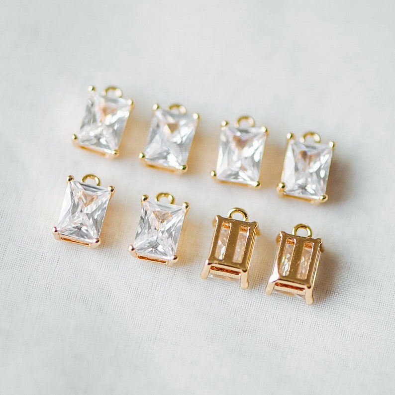 10pcs CZ Paved Gold Rectangle Charms 11x7mm 18K Gold Plated - Etsy