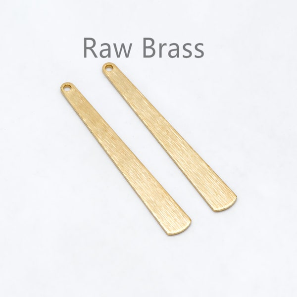 10pcs Raw Brass Long Bar Charm Pendants, Brass Findings Wholesale (RB-243)