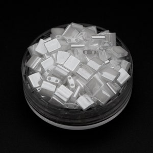Miyuki Tila Beads 5*5mm,white tila, Miyuki beads, 2 hole bead, flat square bead, TL-420 White PEARL CEYLON (RM46-2)