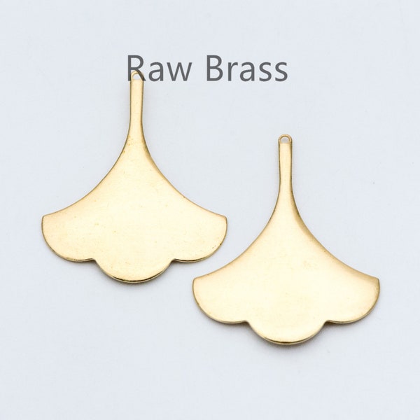 10pcs Raw Brass Leaf Charm Pendants 37x30mm, Brass Findings Wholesale  (RB-111)