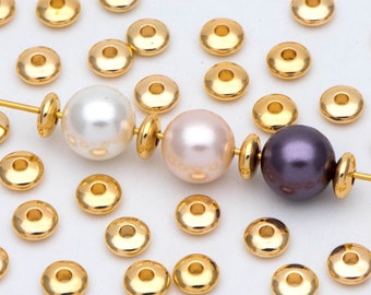 20pcs Gold Rondelle Beads, Gold plated Brass Spacers 5mm (GB-1334)