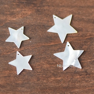 10 pendenti con ciondolo a forma di stella in madreperla bianca 13/18/24 mm (#V1317)