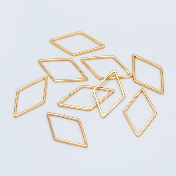 10pcs Rhombus Link Charms 16x9mm, Gold/ Silver tone Geometric Hoops, Rhombus Connector Pendants (GB-2258)