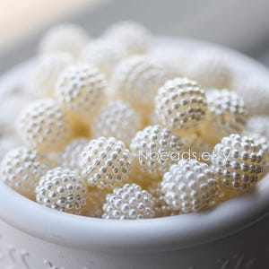 20pcs Plastic Acrylic Round Beads 10/ 12mm, White Pearly Pearl Ball Beads (#SL-026)