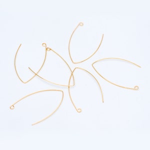 20pcs Gold Plated Brass Ear Hooks 39mm, Simple Big Earwires Earring ...
