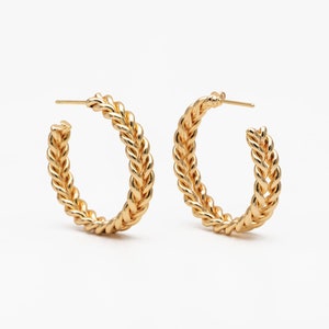 4pcs Gold Hoop Earrings 29mm, 18K Gold plated Brass, Round Circle Earring GB-3863 image 2