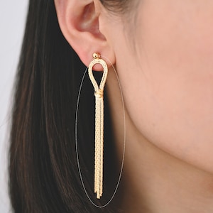 4pcs Gold Chain Long Tassels 83mm, 18K Gold plated Brass Tassel, Earring Charm Pendants (GB-1277-C)