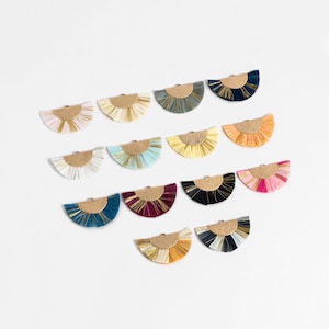10pcs Fan Tassel Pendants 46x28mm, Raffia Tassel Charms for Earrings (FB-016)