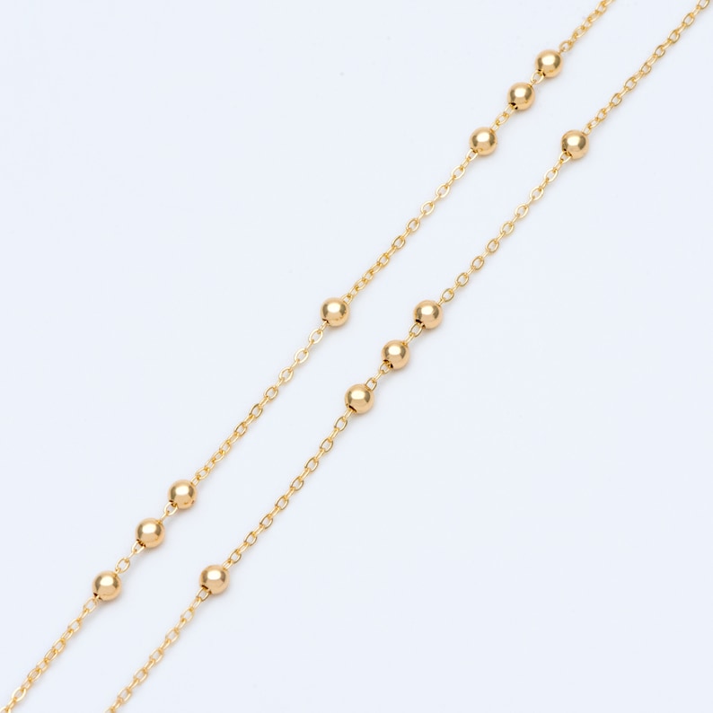 Gold Plated Brass Beaded Chains 1.7mm Chain With 3.7mm Ball Etsy