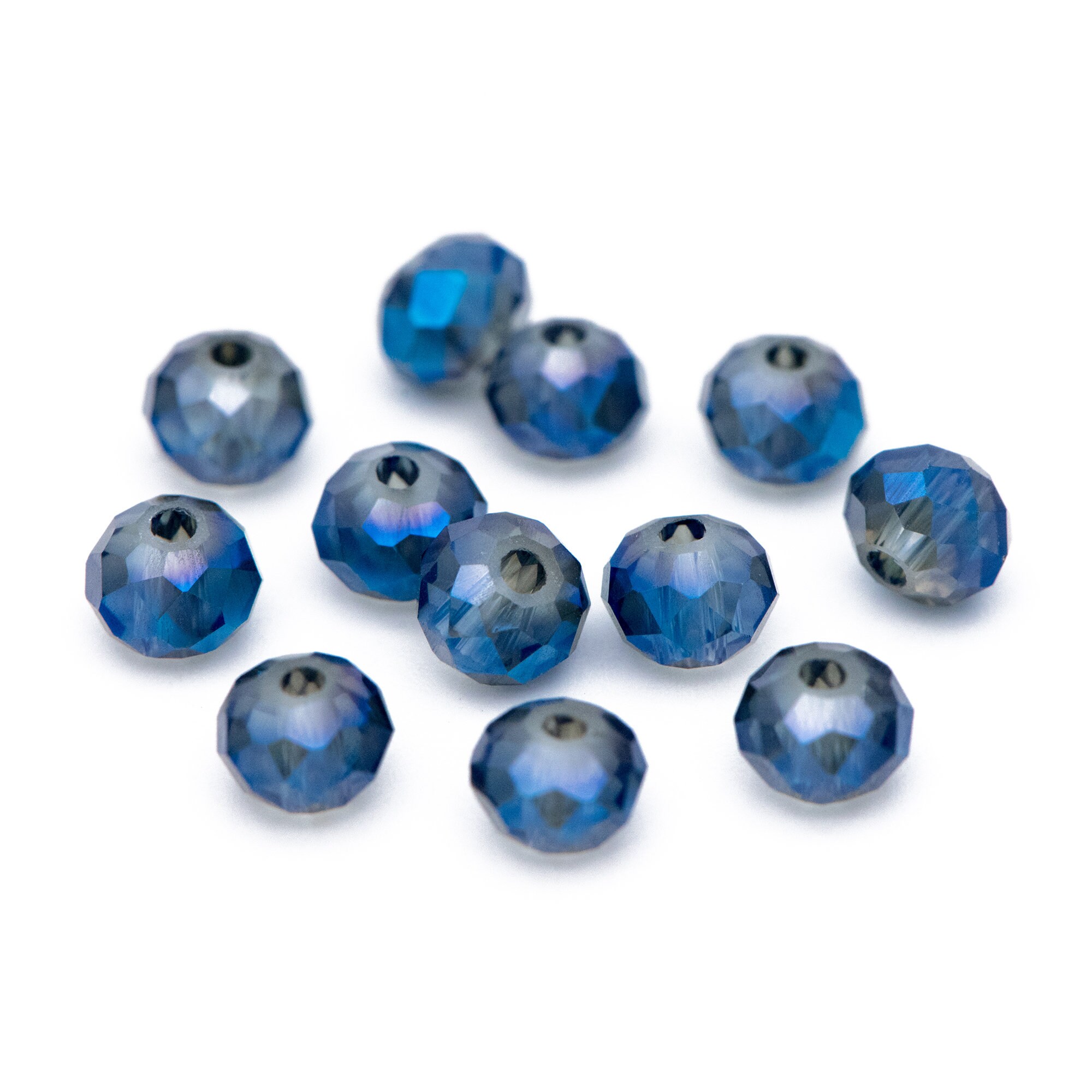 Perles Facettes Cristal De Bohême 12mm - Couleur Montana Bleu, Lot De 5 Pièces - Neuf