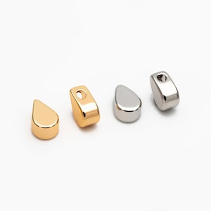 20 Cuentas Metálicas Sueltas Forma De Lágrima 14x7mm - Baño De Oro/Plata, Latón