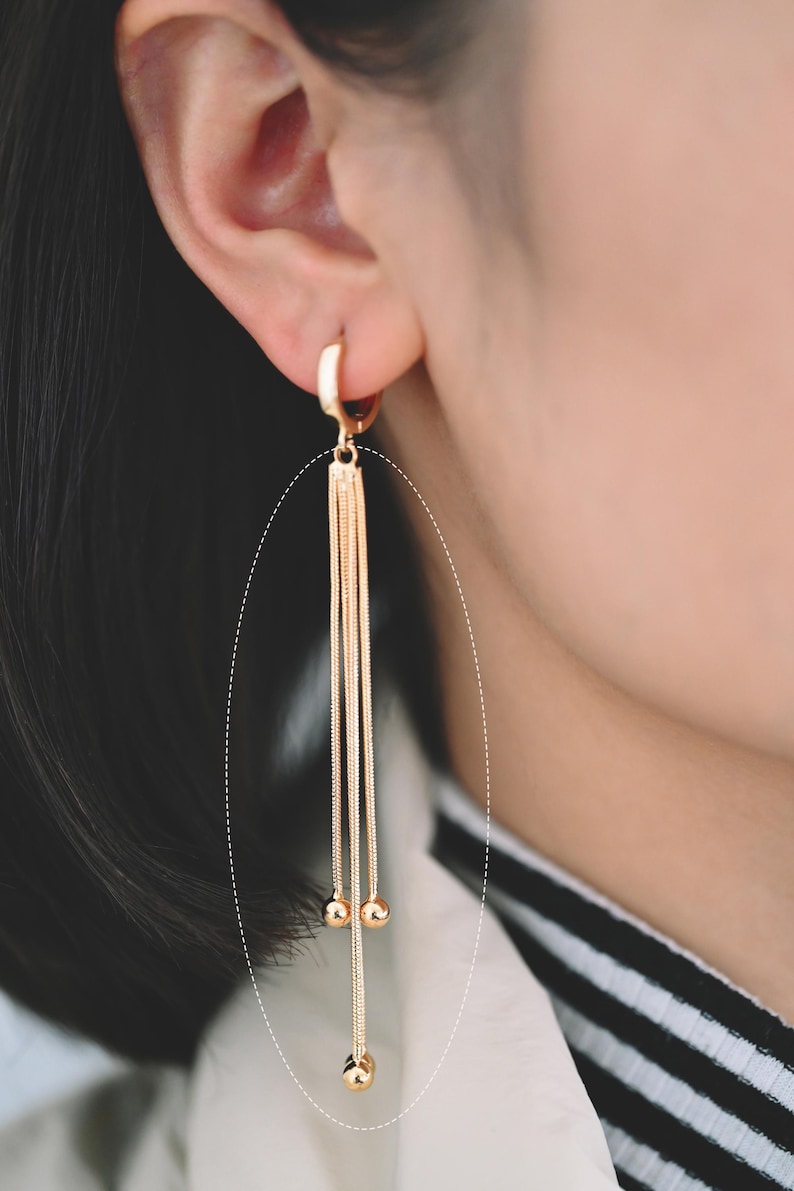 4pcs Chain Tassel Charms, Gold/ Rhodium plated Brass, Tassel Earring Components (GB-3523) image 6