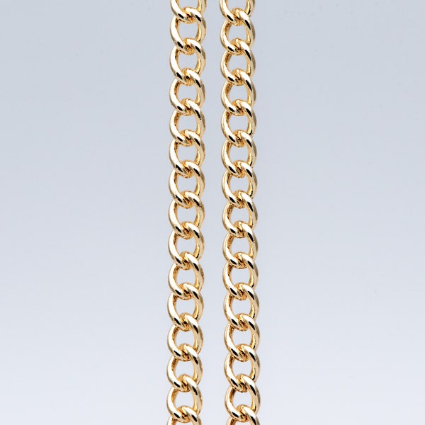 Gold/ Silver Tone Curb Chains 4mm,  18K Gold/ Rhodium plated Brass (#LK-249-1)/ 1 Meter=3.3 ft