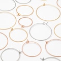 20pcs Gold/ Silver/ Rose Gold Hoop Ear Wire, Gold/ Rhodium plated Brass Hoop Earrings, 20/ 25/ 30/ 35mm by 0.7mm  (GB-252)