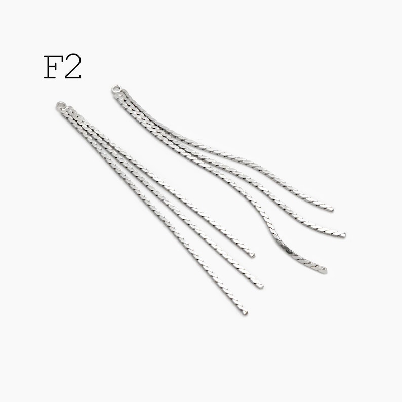 4pcs Chain Tassel Charms, Gold/ Rhodium plated Brass, Tassel Earring Components (GB-3523) #F2