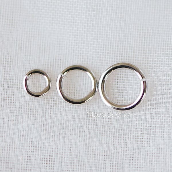 100pcs Silver Open Jump Rings, Rhodium plated Brass Split Rings, Multi Sizes Wholesale (GB-250)