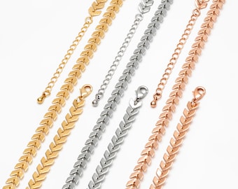 Gold/ Silver/ Rose Gold Flat Chevron Chain 6.3mm, Finished Bracelet/ Necklace with Extender Chain, Ready to Wear (#LK-156)