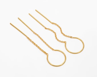 10pcs Gold Threader Earrings, 1mm Cable Chain Earwire Thread, Earring Supply Findings Wholesale (GB-3856)