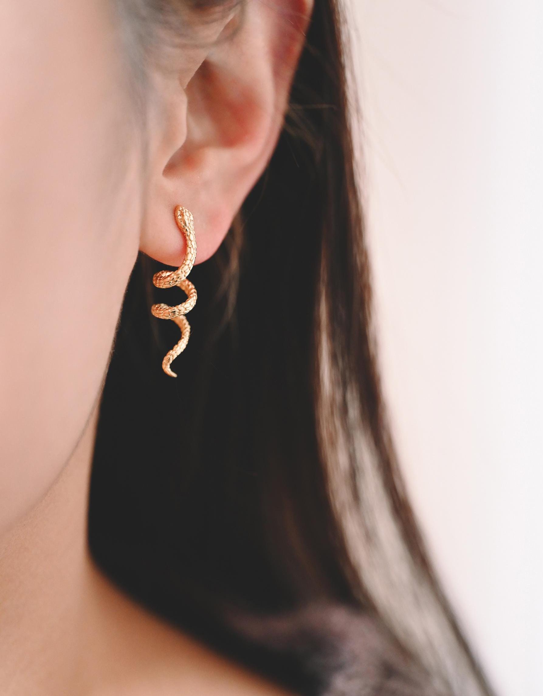 Gold Snake Earrings