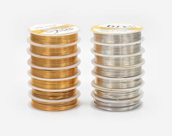 Gold/ Silver Plated Copper Wire, Craft Wrapping Supplies, 0.3-1mm, 18/ 20/ 21/ 22/ 24/ 26/ 28 Gauge Soft Wire, 1 Full Coil (#GB-455)