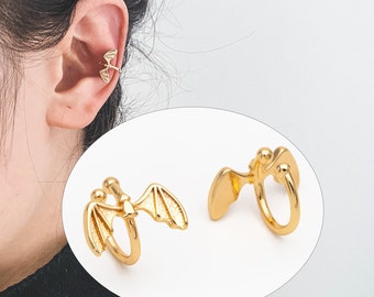 10pcs Gold/ Silver Bat Ear Cuff, Cartilage Ear Cuff, Gold/ Rhodium Plated Brass Ear Cuff, Cartilage Earrings (GB-3570)