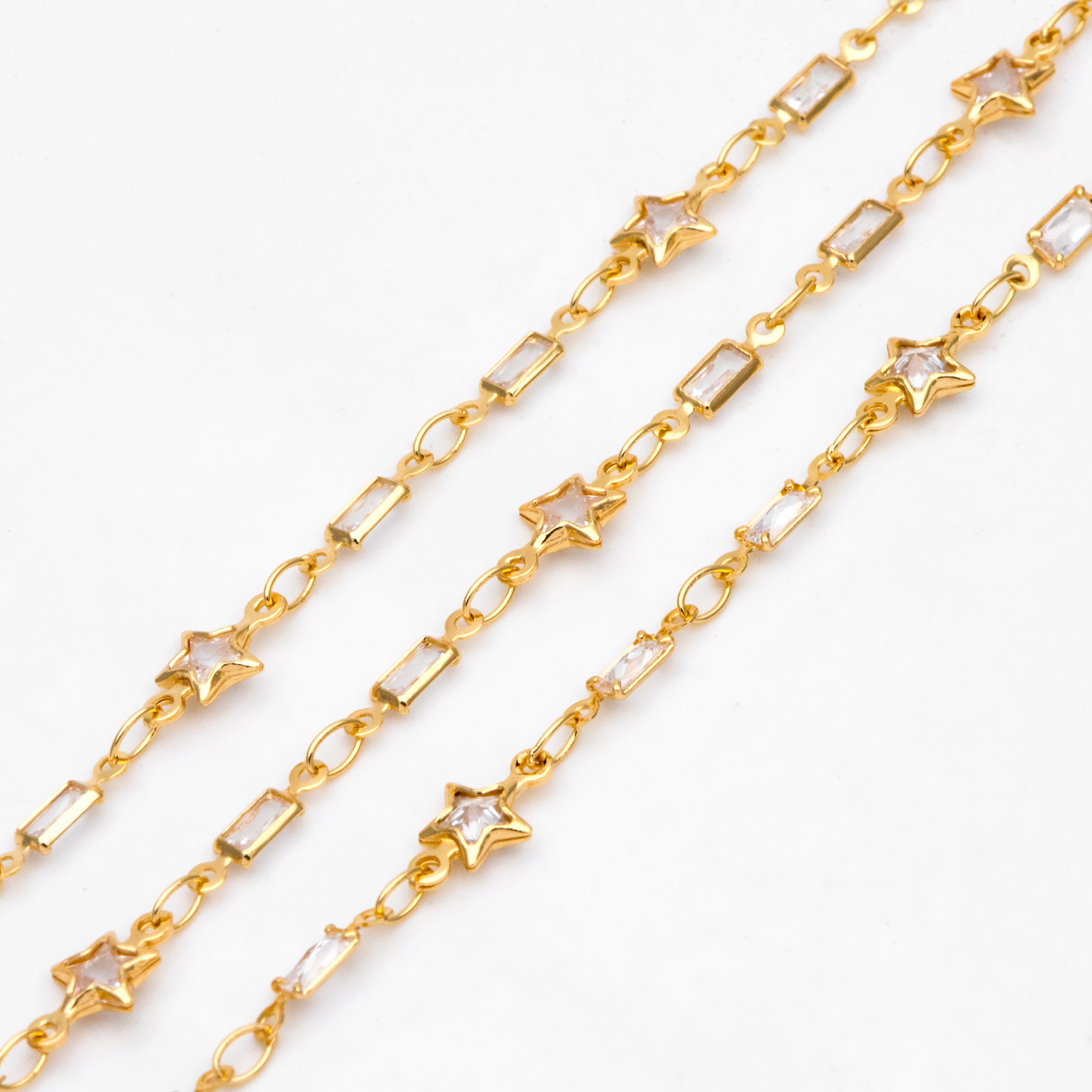 アクセサリー  ORDER SOLID STAR WITH PAVE CZ Titanium Gold Star Pave Cubic Zirconia Pendant Chain