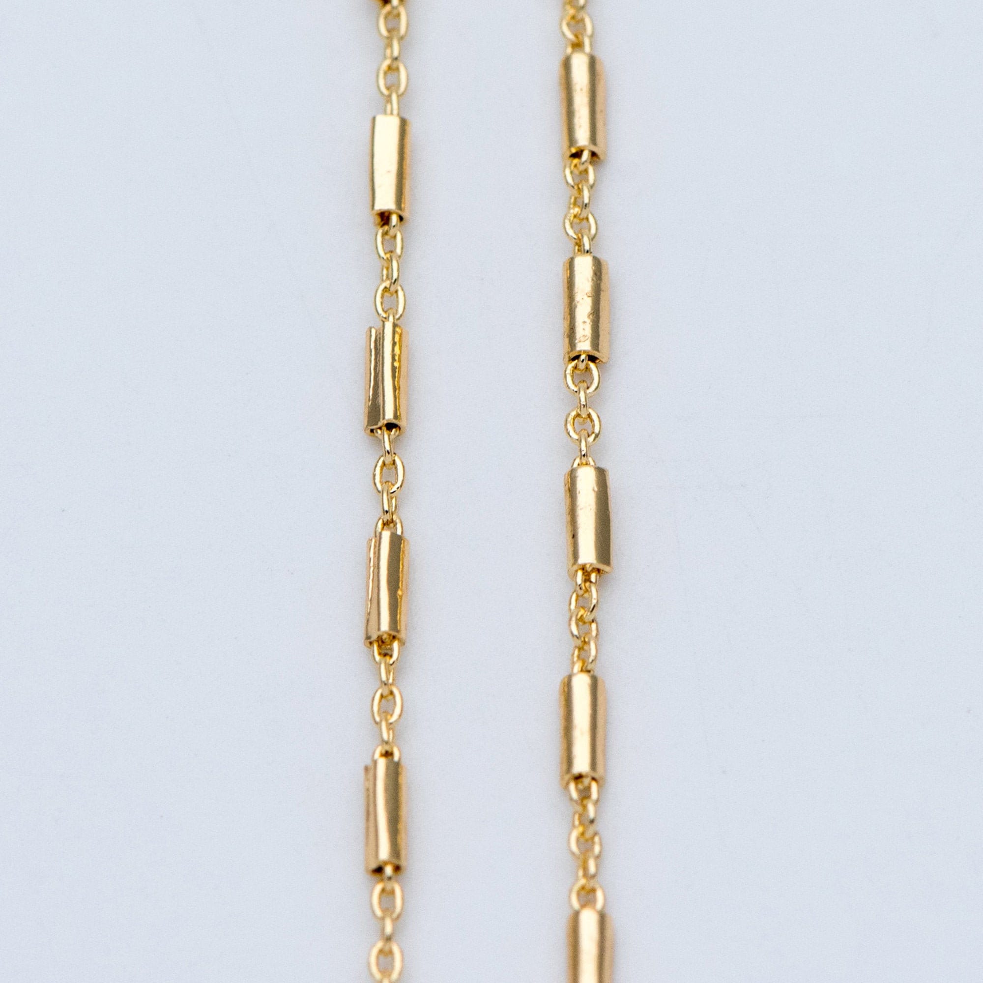 Gold Plated Brass Tube Chains 2mm, DIY Bar Chain Wholesale, Stick Link ...