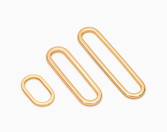 10pcs Gold/ Silver Oval Link Charms 10/20/25mm, Brass Long Oval Hoops, Geometric Hoop Circle Connector Pendants (GB-1485)