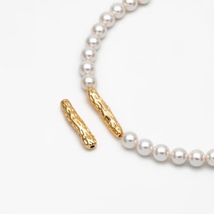 10pcs Gold Hammered Tube Beads,  22x5mm, 18K Gold plated Brass, Bar Spacer Beads (GB-4412)