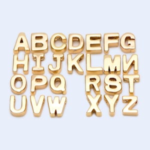10 cuentas con letras del alfabeto en oro y plata de 6 mm, con baño de oro de 18 quilates y rodio, con la letra que elijas (GB-1927)