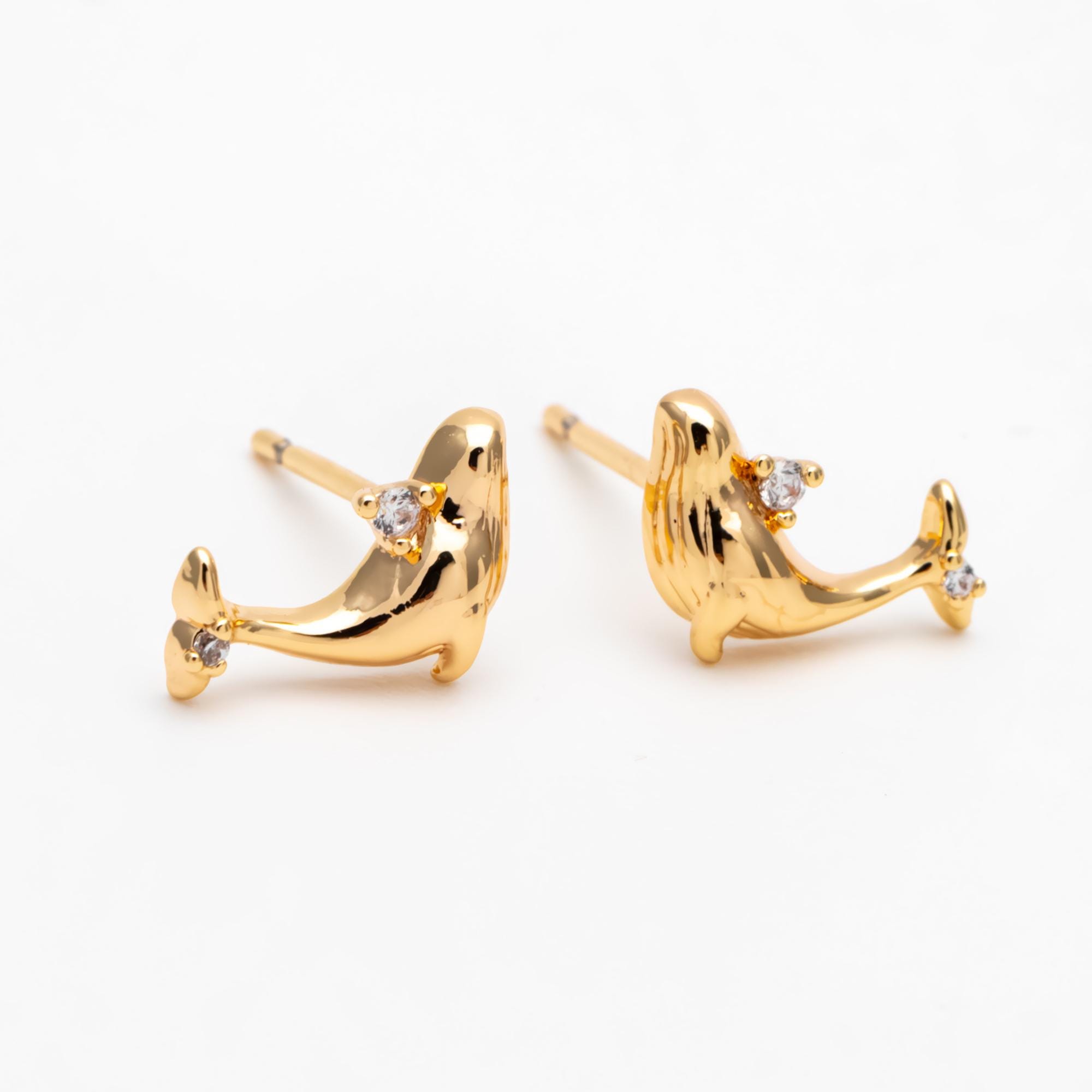 Piccoli orecchini a forma di coda di balena in argento sterling: piercing al secondo foro - Italia
