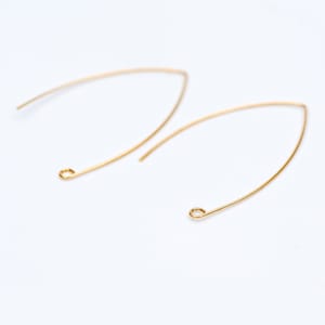 20pcs Gold Plated Brass Ear Hooks 39mm, Simple Big Earwires Earring ...