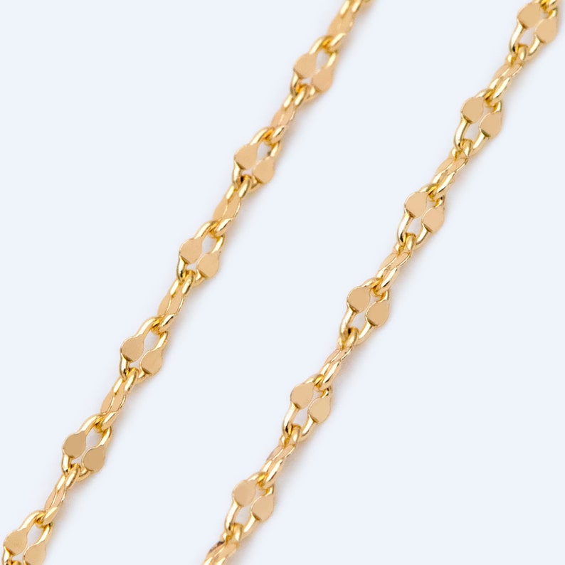 Gold Flat Cable Chains 1.6/ 2.2mm 18K Gold Plated Brass Etsy