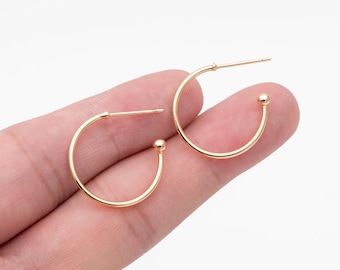 10pcs Gold Round Circle Ear Posts 20mm, Gold plated Brass, Minimalist Geometric Hoop Stud Earrings (GB-3949)